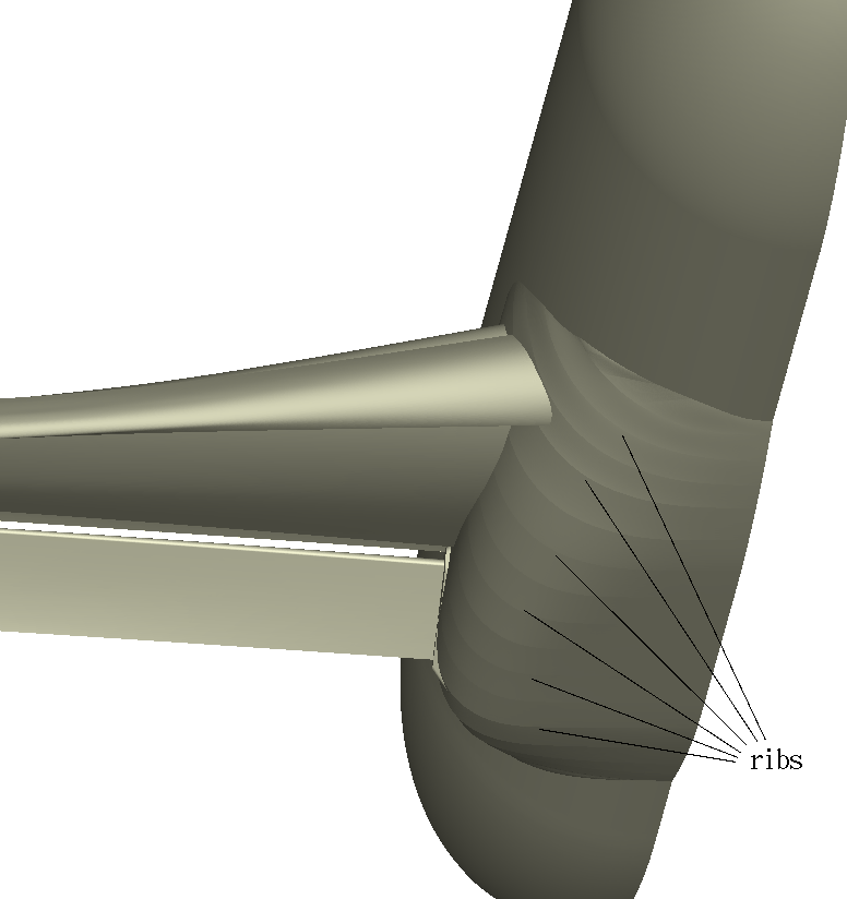 DLR F11 geometry, showing 
   discontinuities on wing-body gairing