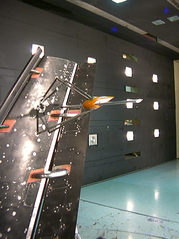 Photo of probe mechanism under the wing lower surface